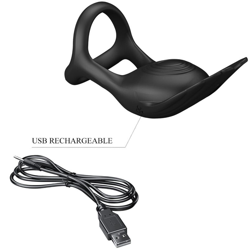 PRETTY LOVE - SILAS ANNEAU PÉNIS VIBRANT 7 VIBRATIONS SILICONE NOIR – Image 8