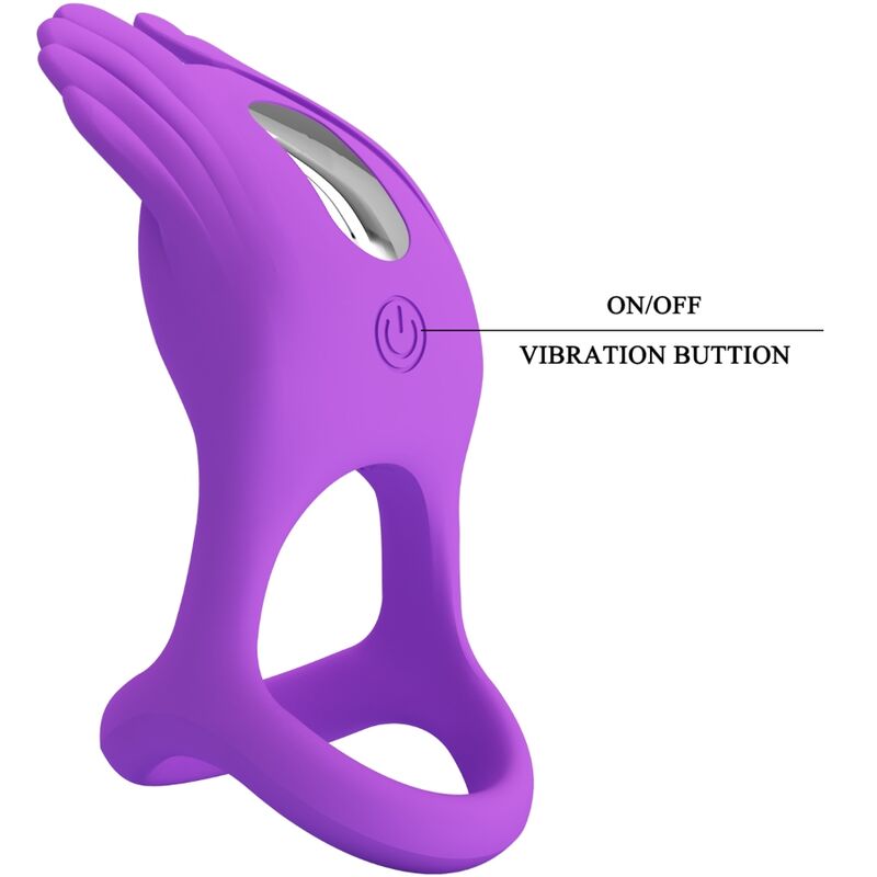 PRETTY LOVE - SILAS ANNEAU PÉNIS VIBRANT 7 VIBRATIONS SILICONE VIOLET – Image 7