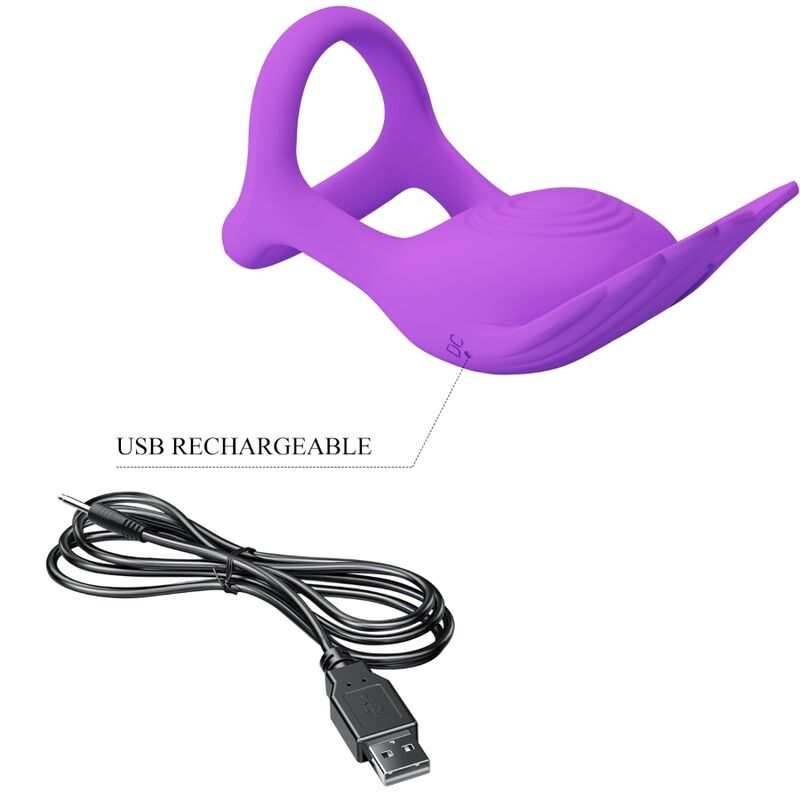 PRETTY LOVE - SILAS ANNEAU PÉNIS VIBRANT 7 VIBRATIONS SILICONE VIOLET – Image 3