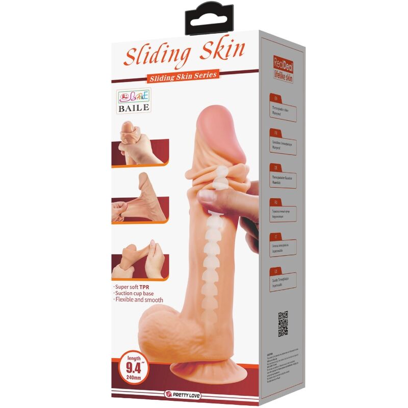 PRETTY LOVE - SLIDING SKIN SERIES DILDO REALÍSTICO CON VENTOSA PIEL DESLIZANTE 24 CM - Imagen 3