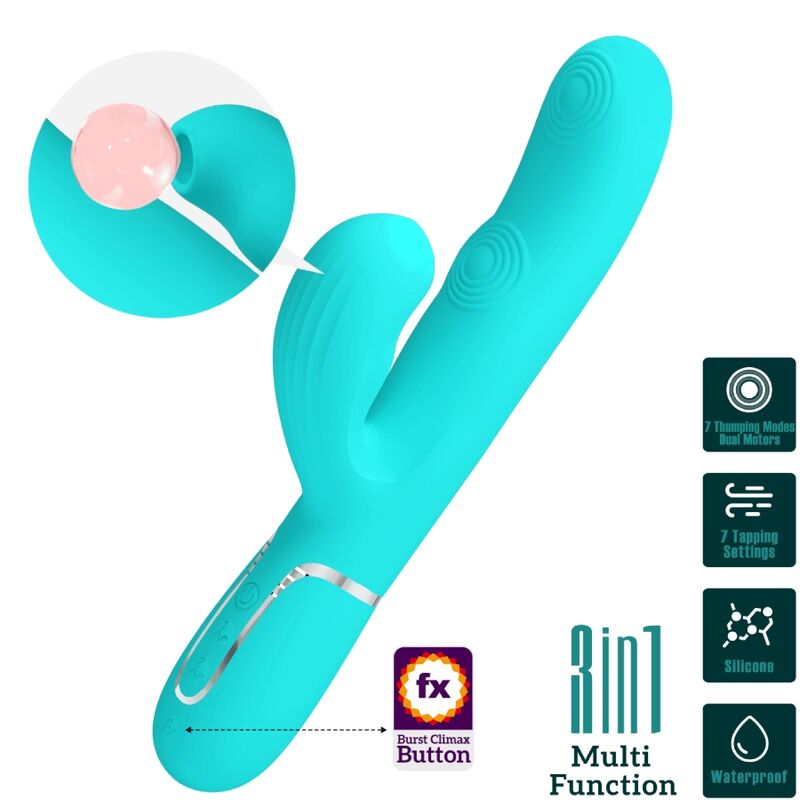 PRETTY LOVE - PERLITA MULTIFUNCTION 3 IN 1 G-SPOT VIBRATOR AQUA GREEN - Image 6