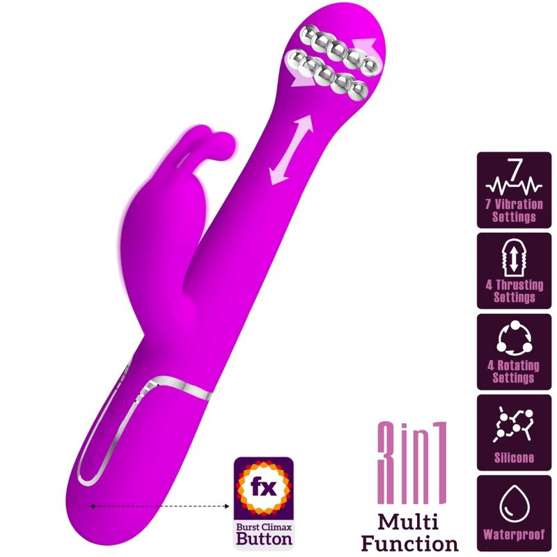 PRETTY LOVE - DEJON RABBIT VIBRATOR 3 IN 1 MULTIFUNKTIONSVIOLETT – Bild 3