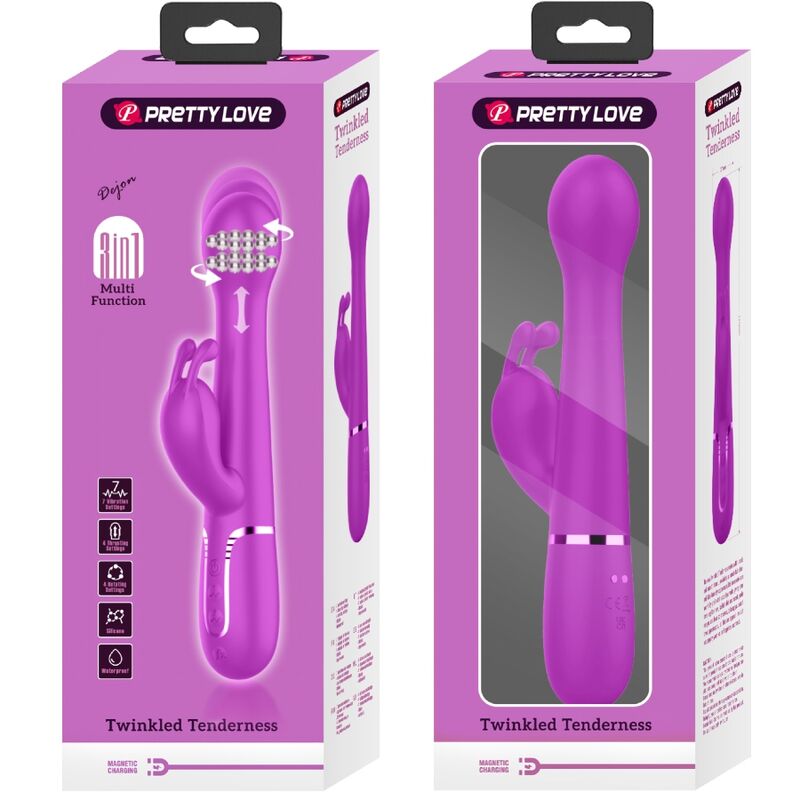 PRETTY LOVE - DEJON RABBIT VIBRATOR 3 IN 1 MULTIFUNKTIONSVIOLETT – Bild 2