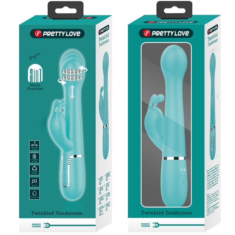 PRETTY LOVE - VIBRATEUR DEJON RABBIT 3 EN 1 MULTIFONCTION VERT AQUA – Image 4