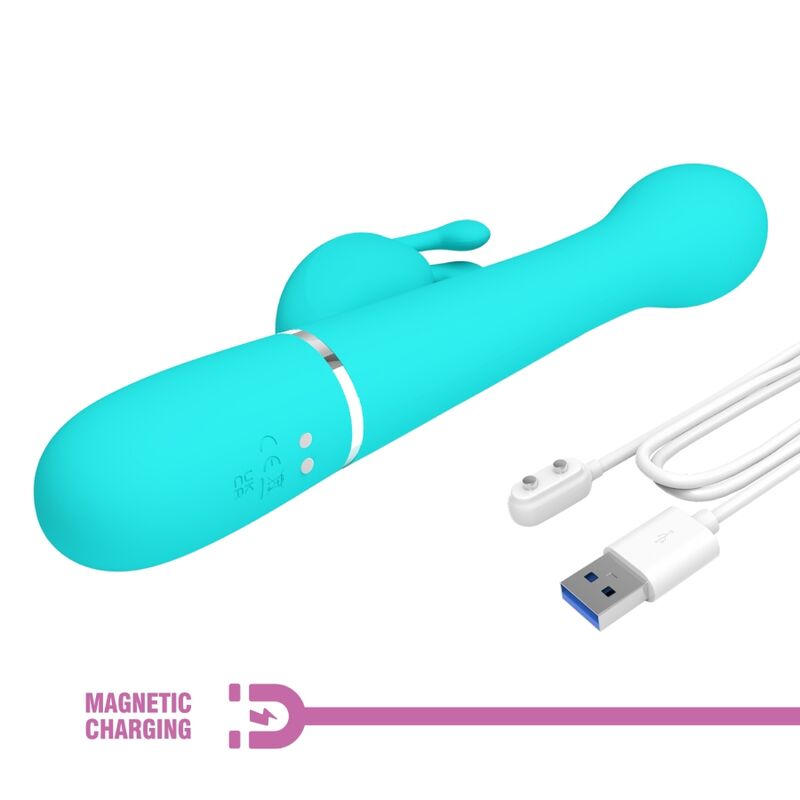 PRETTY LOVE - VIBRATEUR DEJON RABBIT 3 EN 1 MULTIFONCTION VERT AQUA – Image 3