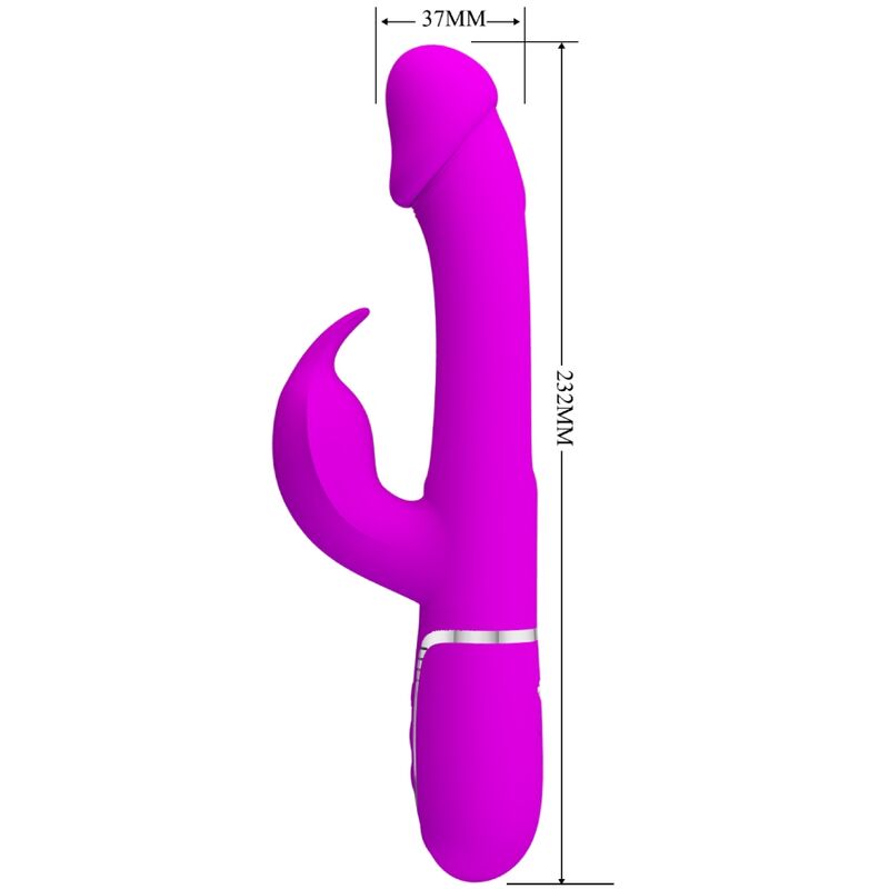 PRETTY LOVE - KAMPAS VIBRADOR RABBIT 3 EN 1 MULTIFUNCIÓN CON LENGUA FUCSIA - Imagen 11