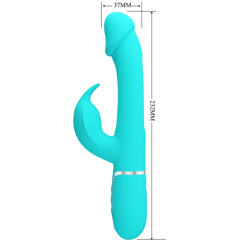 PRETTY LOVE - KAMPAS VIBRADOR RABBIT 3 EN 1 MULTIFUNCIÓN CON LENGUA VERDE AGUA - Imagen 9