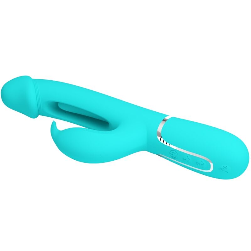 PRETTY LOVE - KAMPAS VIBRADOR RABBIT 3 EN 1 MULTIFUNCIÓN CON LENGUA VERDE AGUA - Imagen 6
