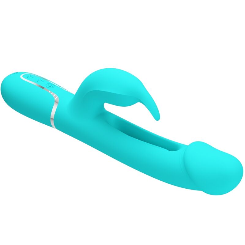 PRETTY LOVE - KAMPAS VIBRADOR RABBIT 3 EN 1 MULTIFUNCIÓN CON LENGUA VERDE AGUA - Imagen 5