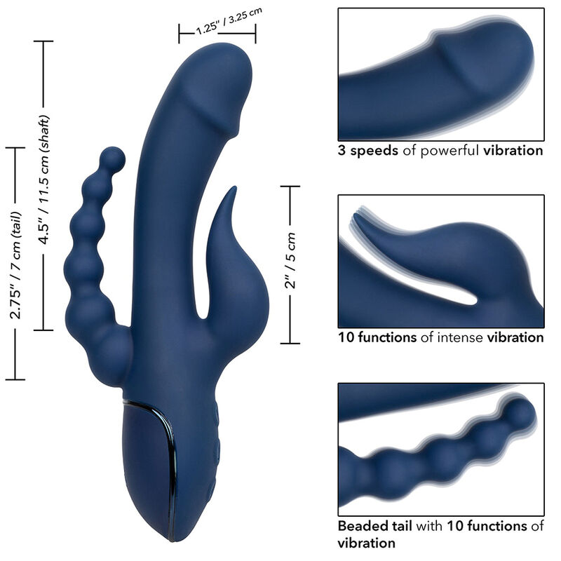 CALEXOTICS - VIBRATEUR TRIPLE ORGASME BLEU – Image 2