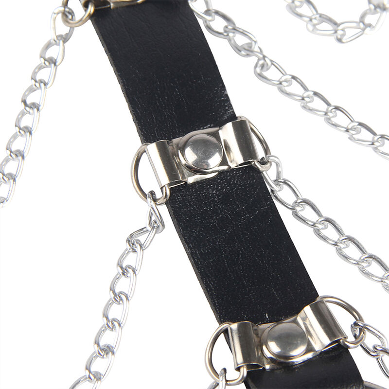 SUBBLIME - ARNÉS DE PECHO CADENAS CUERO NEGRO TALLA ÚNICA - Imagen 2
