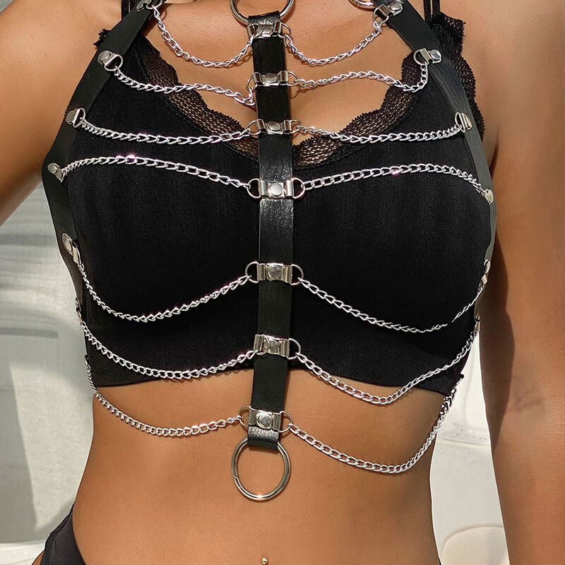 SUBBLIME - ARNÉS DE PECHO CADENAS CUERO NEGRO TALLA ÚNICA - Imagen 7