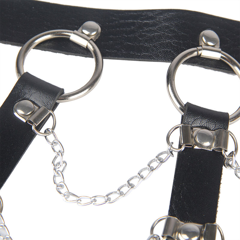 SUBBLIME - ARNÉS DE PECHO CADENAS CUERO NEGRO TALLA ÚNICA - Imagen 4