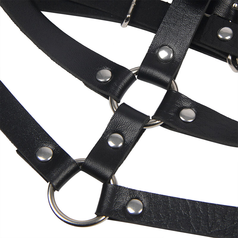 SUBBLIME - ARNÉS DE PECHO ANILLAS DE CUERO NEGRO TALLA ÚNICA - Imagen 4