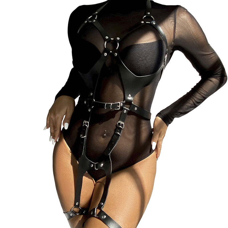 SUBBLIME - ARNÉS CUERPO ENTERO CON HEBILLAS CUERO NEGRO TALLA ÚNICA - Imagen 8