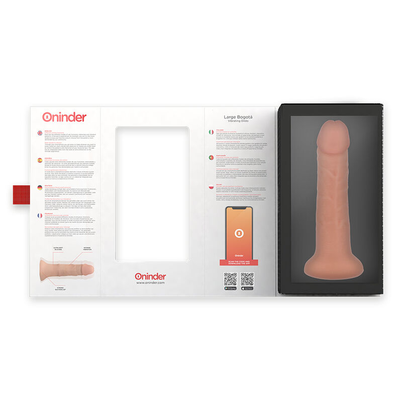 ONINDER - LARGE BOGOTÁ DILDO VIBRADOR 9 VELOCIDADES NATURAL 22 CM -O- 4.5 CM - APP GRATUITA - Imagen 4