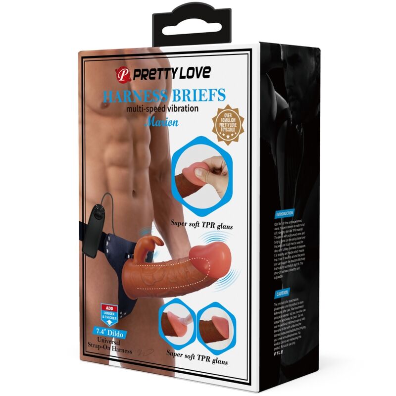 PRETTY LOVE - MARION HARNESS CUECAS UNIVERSAIS COM DILDO VIBRATÓRIO 19 CM MARROM - Image 8