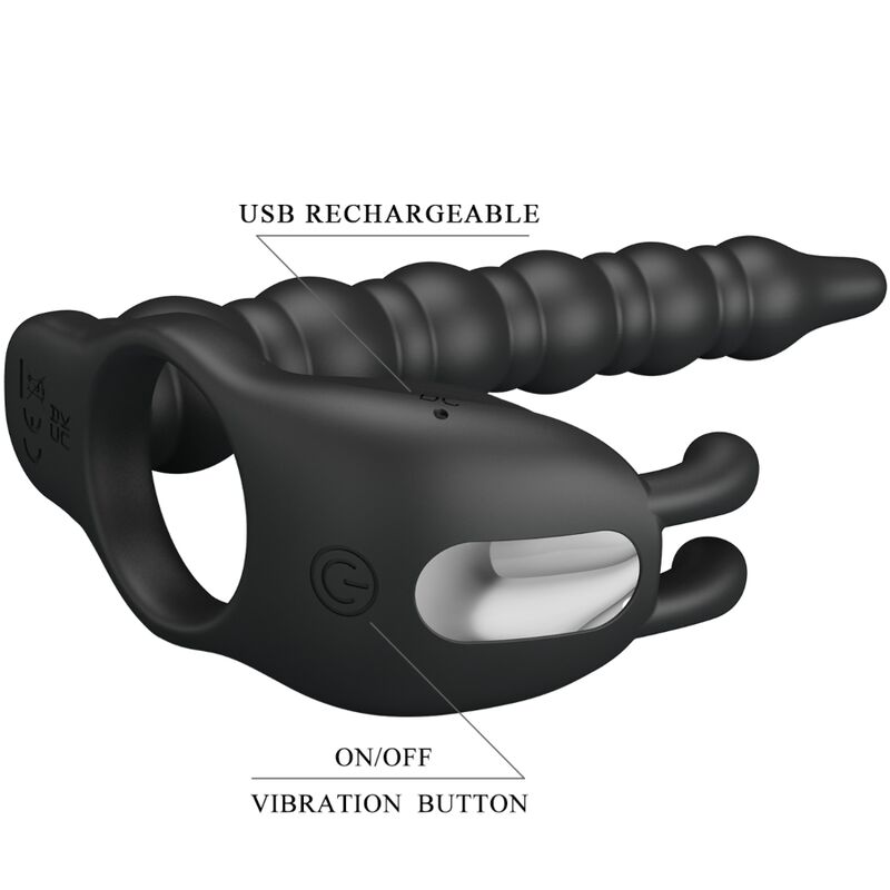 PRETTY LOVE - BLACKNEY ANNEAUX PÉNIS AVEC PLUG VIBRATEUR – Image 6