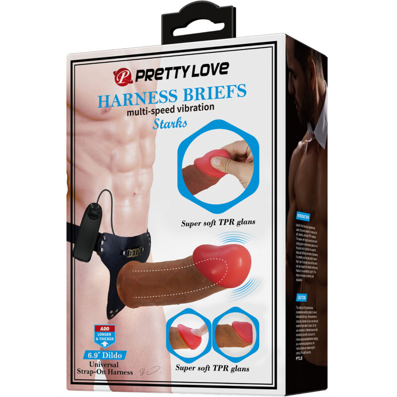 PRETTY LOVE - STARKS HARNESS BRIEFS MULTI-SPEED VIBRATION DILDO 17,5 CM LIGHT BROWN - Image 4