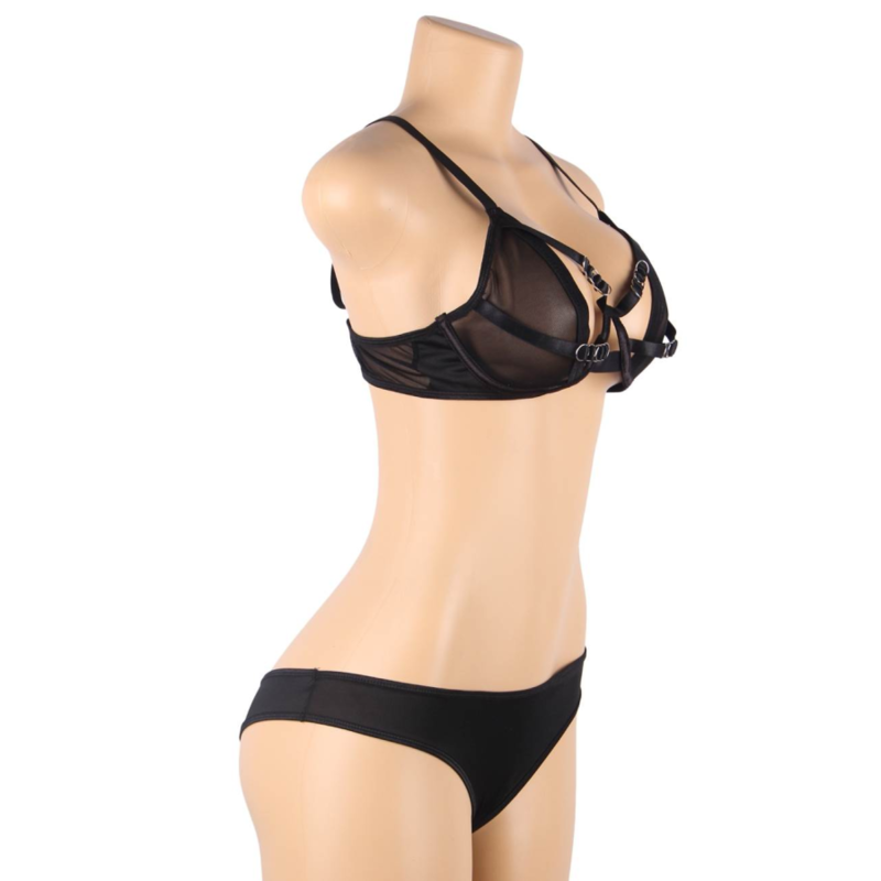 SUBBLIME - ENSEMBLE DEUX PIÈCES DE SOUTIEN-GORGE TRANSPARENT ET BANDES S/M – Image 8
