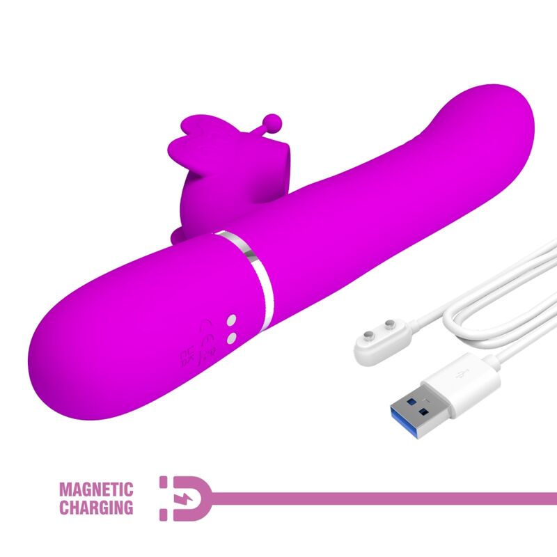 PRETTY LOVE - VIBRATEUR MULTIFONCTION LAPIN 4 EN 1 PAPILLON FUCHSIA – Image 2