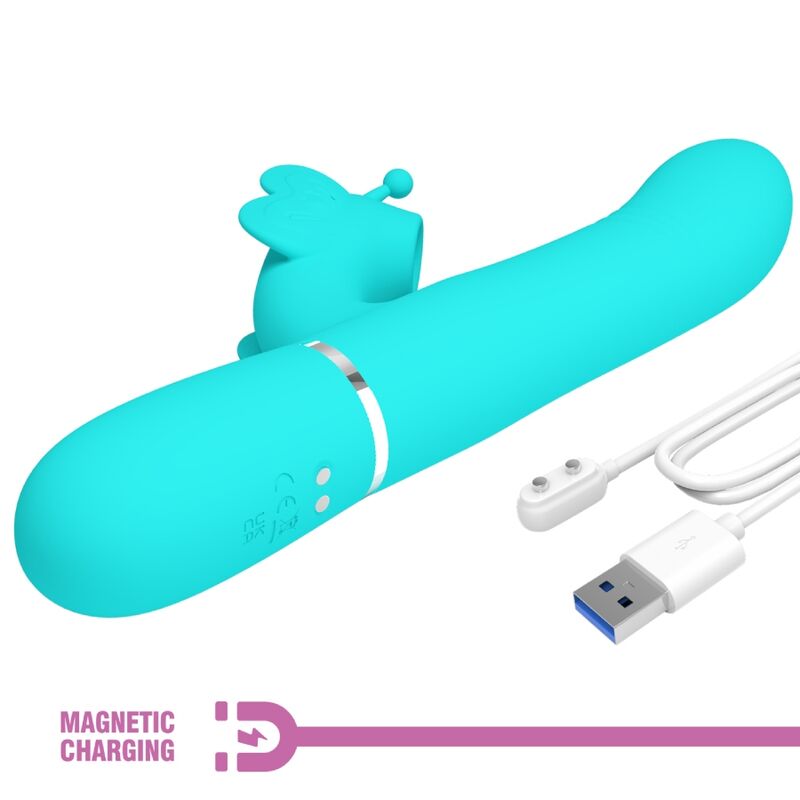 PRETTY LOVE - VIBRATEUR MULTIFONCTION LAPIN 4 EN 1 PAPILLON AQUA VERT – Image 10