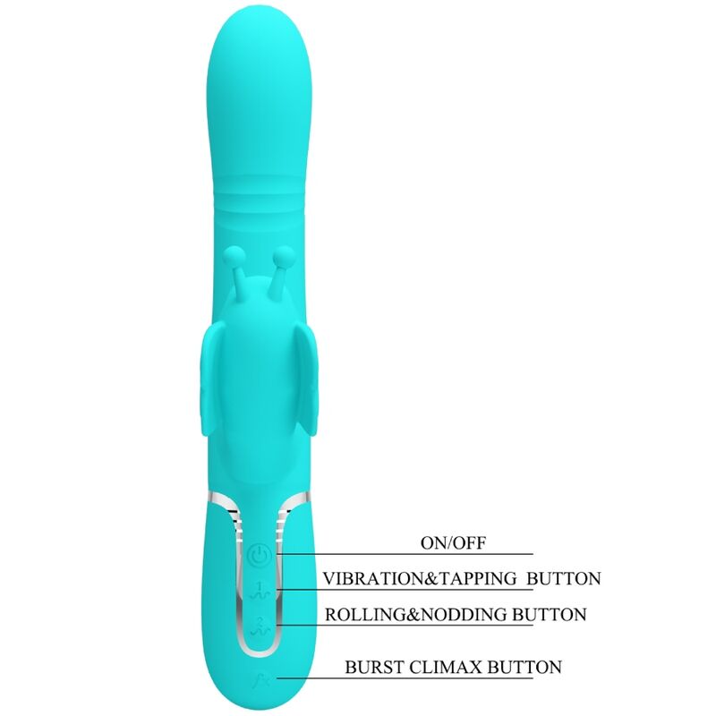 PRETTY LOVE - VIBRATEUR MULTIFONCTION LAPIN 4 EN 1 PAPILLON AQUA VERT – Image 9