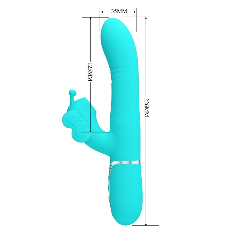 PRETTY LOVE - VIBRATEUR MULTIFONCTION LAPIN 4 EN 1 PAPILLON AQUA VERT – Image 3