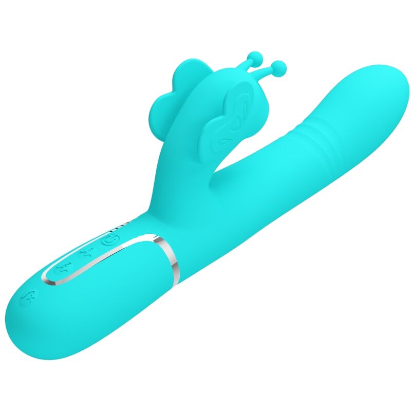 PRETTY LOVE - VIBRATEUR MULTIFONCTION LAPIN 4 EN 1 PAPILLON AQUA VERT – Image 2