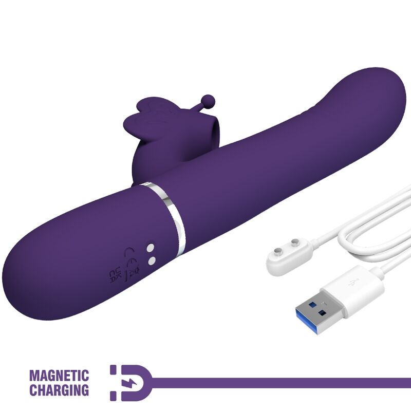 PRETTY LOVE - VIBRATEUR MULTIFONCTION LAPIN 4 EN 1 PAPILLON VIOLET – Image 8