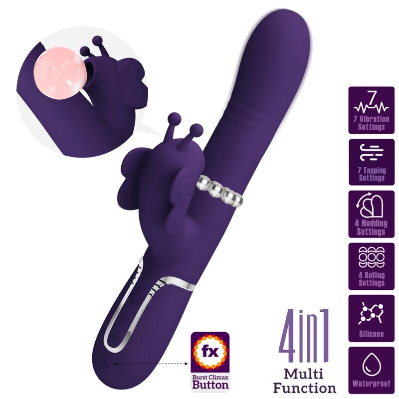 PRETTY LOVE - VIBRATEUR MULTIFONCTION LAPIN 4 EN 1 PAPILLON VIOLET – Image 5