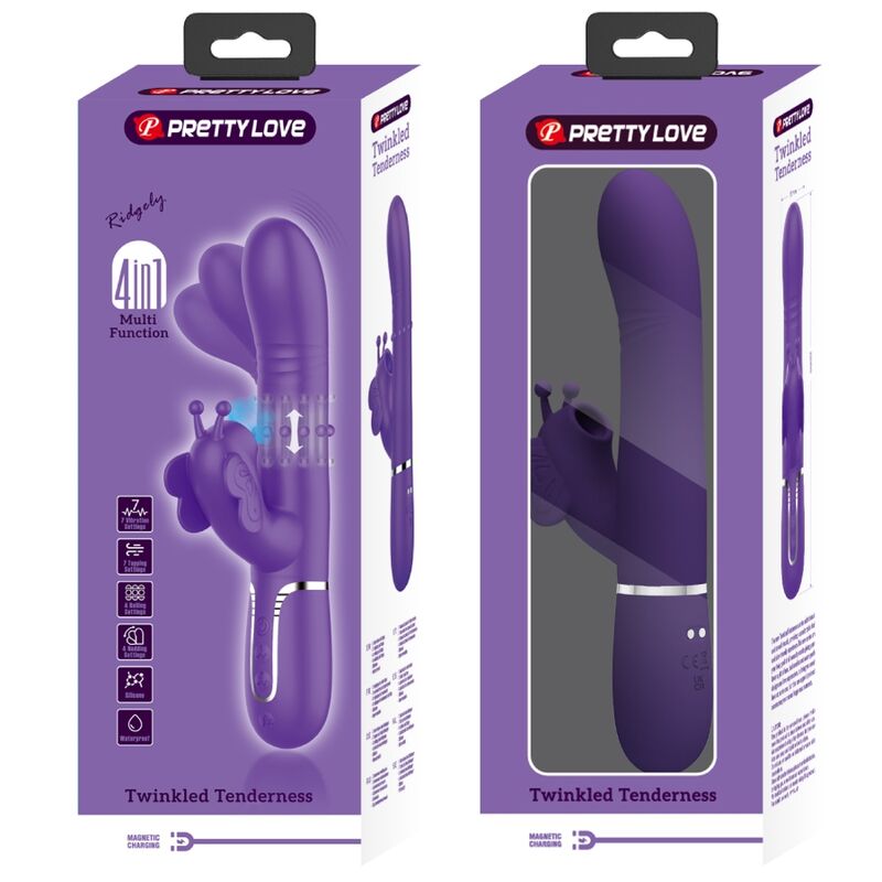 PRETTY LOVE - VIBRATEUR MULTIFONCTION LAPIN 4 EN 1 PAPILLON VIOLET – Image 2