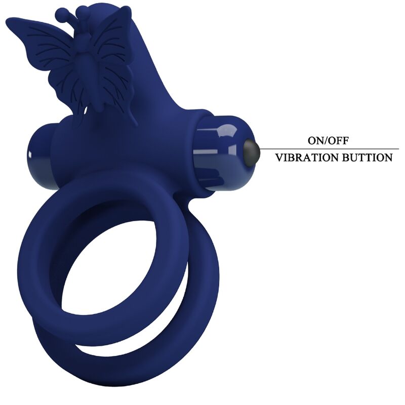 PRETTY LOVE - JAMELE DOUBLE ANNEAU AVEC VIBRATION & STIMULATEUR DE PAPILLON BLEU – Image 8