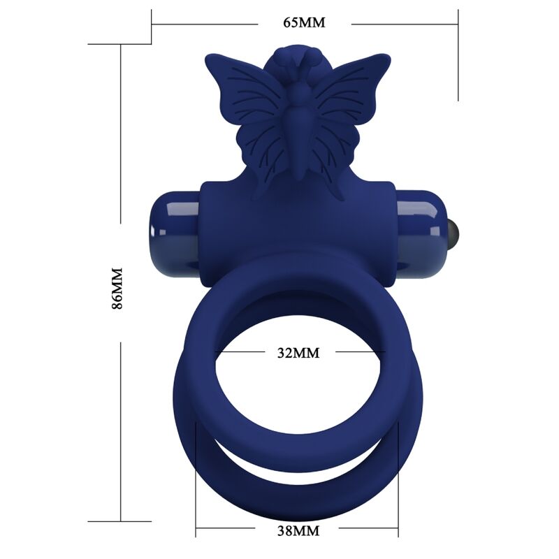PRETTY LOVE - JAMELE DOUBLE ANNEAU AVEC VIBRATION & STIMULATEUR DE PAPILLON BLEU – Image 7