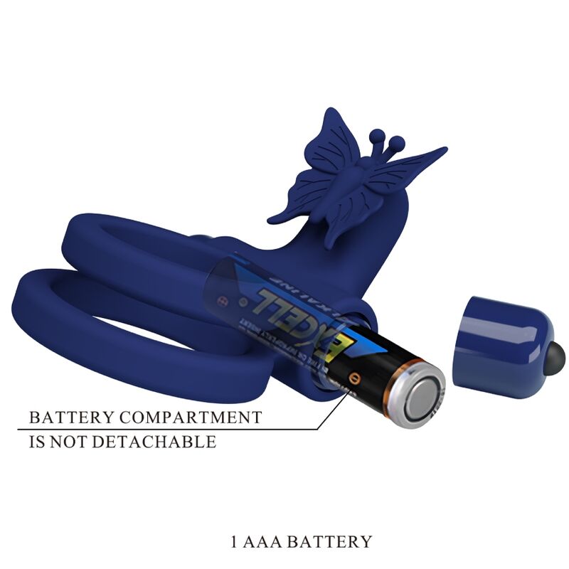 PRETTY LOVE - JAMELE DOUBLE ANNEAU AVEC VIBRATION & STIMULATEUR DE PAPILLON BLEU – Image 6