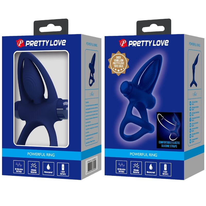 PRETTY LOVE - MAT DOUBLE ANNEAU AVEC VIBRATION & STIMULATEUR BLEU – Image 3