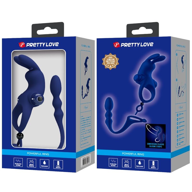 PRETTY LOVE - AYAD ANNEAU VIBRATEUR LAPIN AVEC PLUG BLEU – Image 2