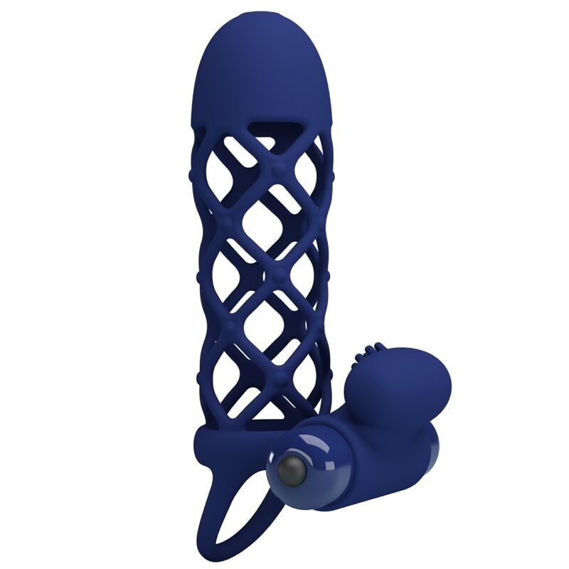 PRETTY LOVE - GIANN ANNEAU VIBRATEUR AVEC GAINE EN SILICONE BLEU – Image 6