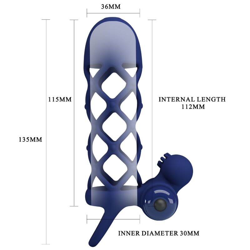 PRETTY LOVE - GIANN ANNEAU VIBRATEUR AVEC GAINE EN SILICONE BLEU – Image 2