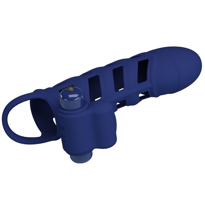 PRETTY LOVE - ALTAF ANNEAU VIBRATEUR AVEC GAINE EN SILICONE BLEU – Image 9