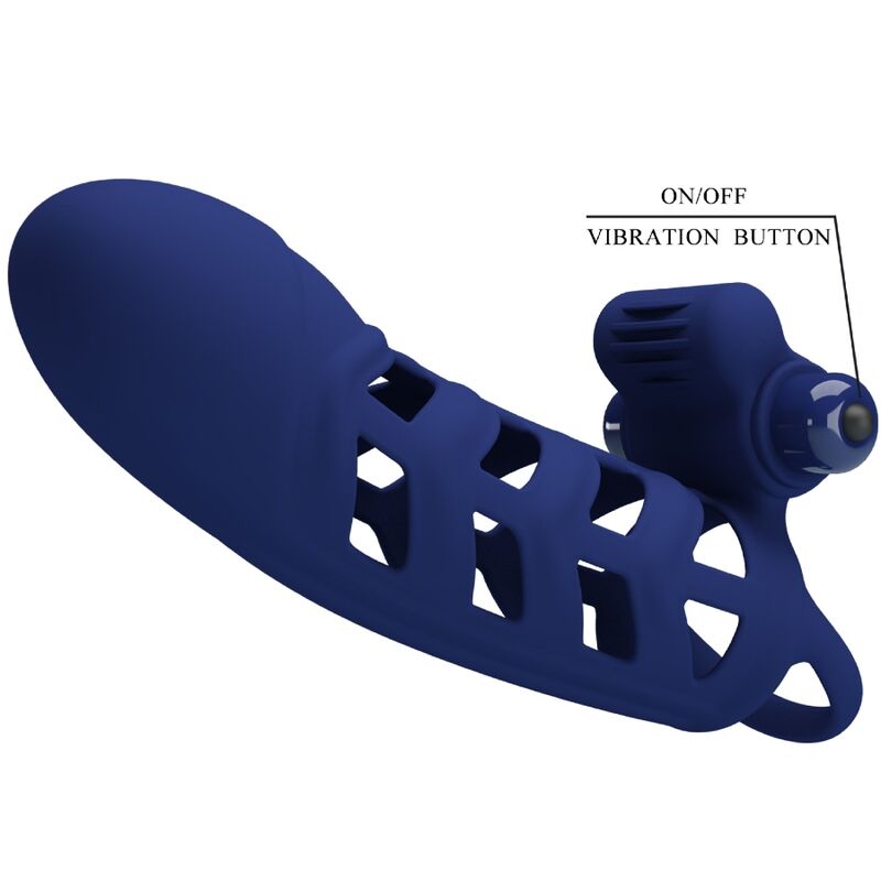 PRETTY LOVE - ALTAF ANNEAU VIBRATEUR AVEC GAINE EN SILICONE BLEU – Image 6