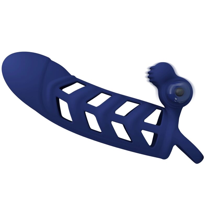 PRETTY LOVE - ALTAF ANNEAU VIBRATEUR AVEC GAINE EN SILICONE BLEU – Image 5
