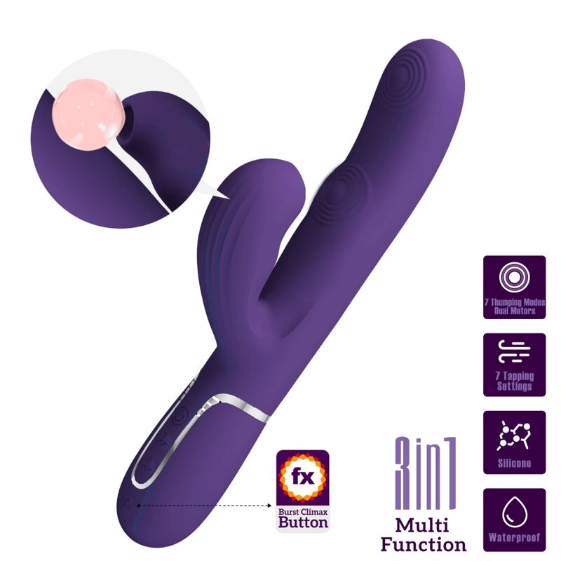 PRETTY LOVE - PERLITA VIBRADOR PUNTO G 3 EN 1 MULTIFUNCIÓN MORADO - Imagen 11