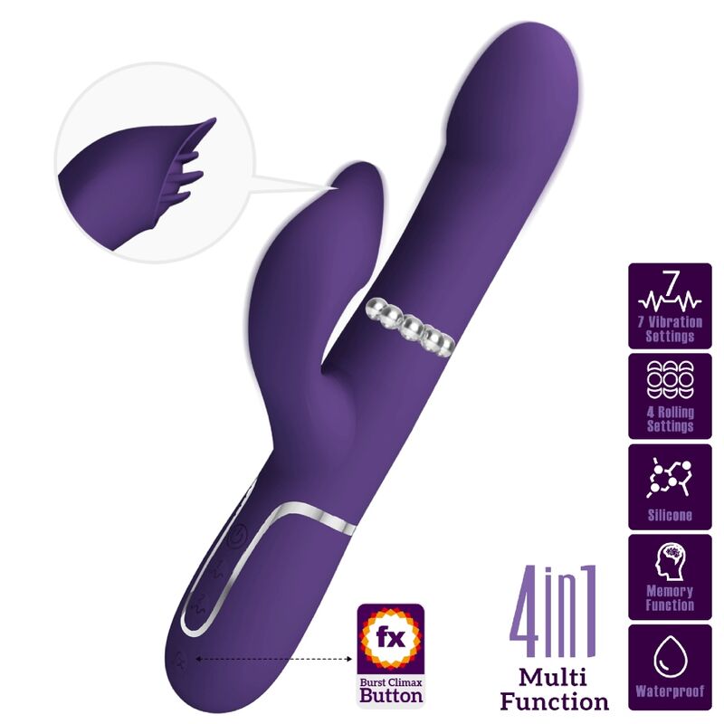 PRETTY LOVE - ZALIN PERLES VIBRATEUR LAPIN 4 EN 1 VIOLET – Image 9