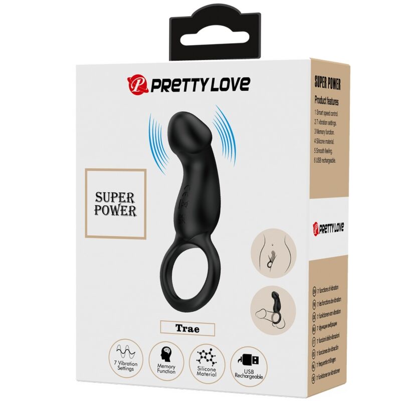 PRETTY LOVE - TRAE ANNEAU VIBRANT AVEC STIMULATEUR NOIR – Image 6