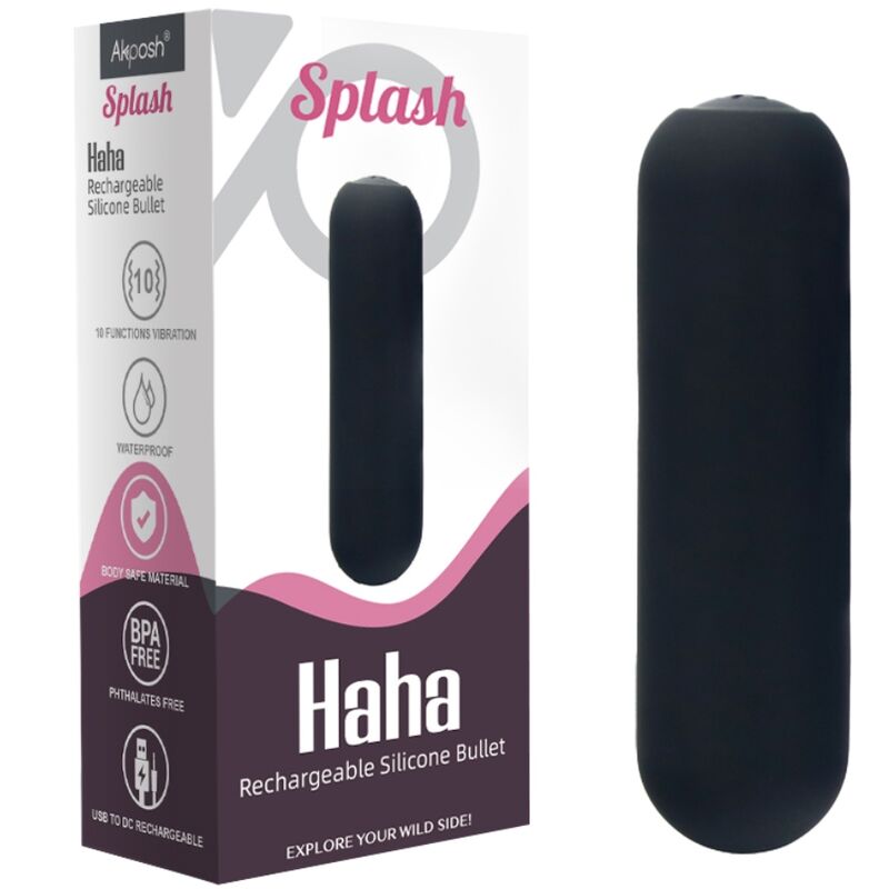 ARMONY - SPLASH HAHA VIBRATORE BULLET IN SILICONE 10 VIBRAZIONI 75 X 19 CM NERO - immagine 5