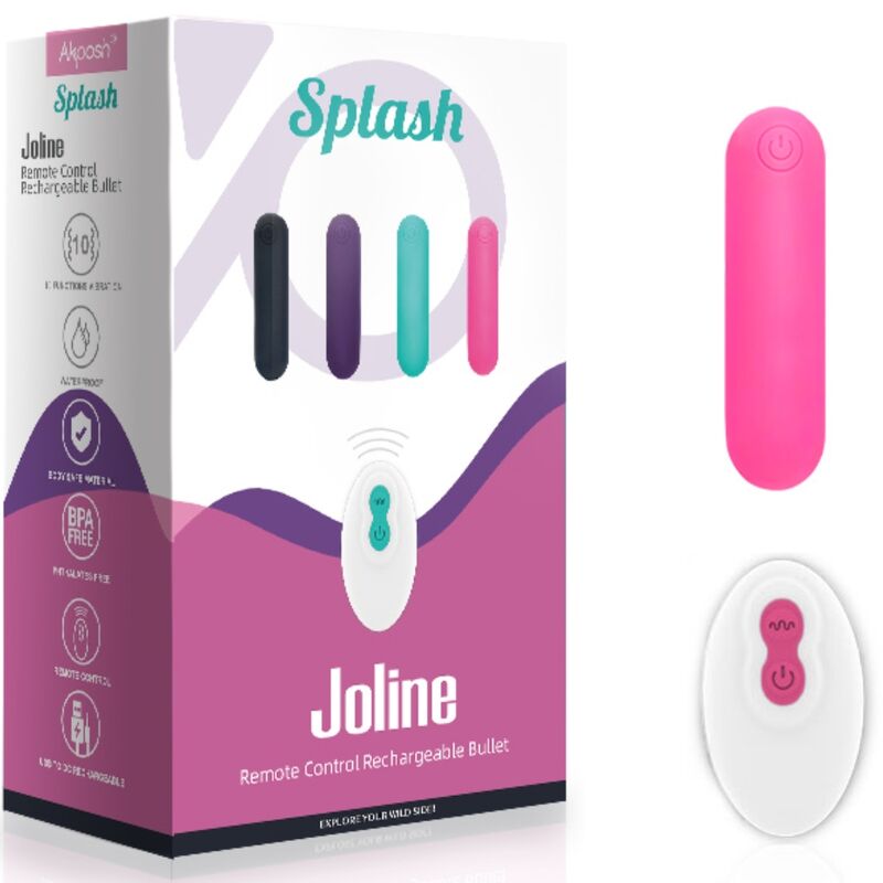 ARMONY - SPLASH JOLINE VIBRATEUR BULLET TÉLÉCOMMANDE EN SILICONE 10 VIBRATIONS 65 X 15 CM ROSE – Image 5
