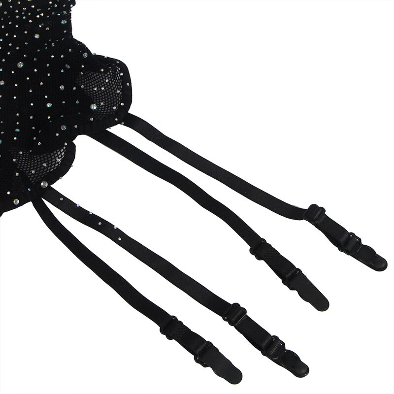 SUBBLIME - 952174 BODYSTOCKING A RETE CON GUANTI E STRASS NERO TAGLIA UNICA - immagine 7