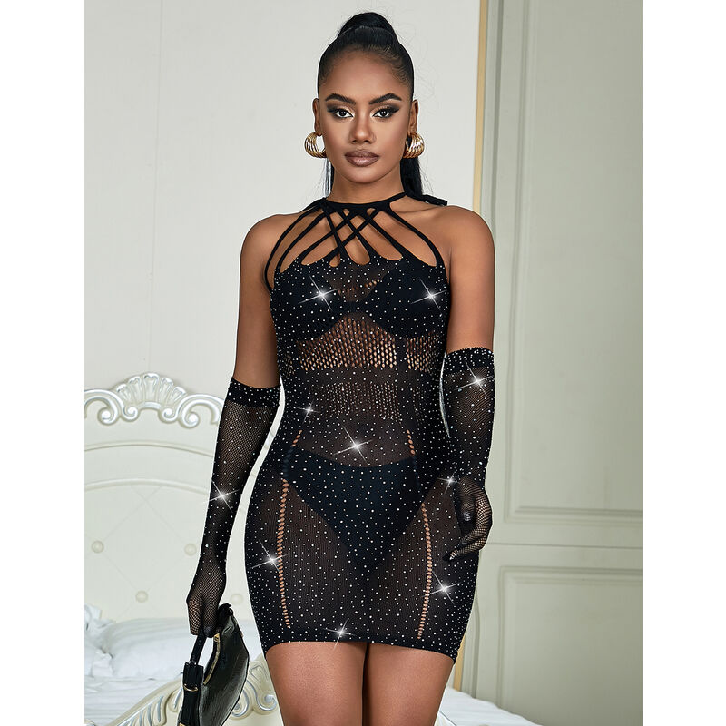 SUBBLIME - 952235 NETZKLEID MIT STRASS SCHWARZ EINHEITSGRÖSSE – Bild 6