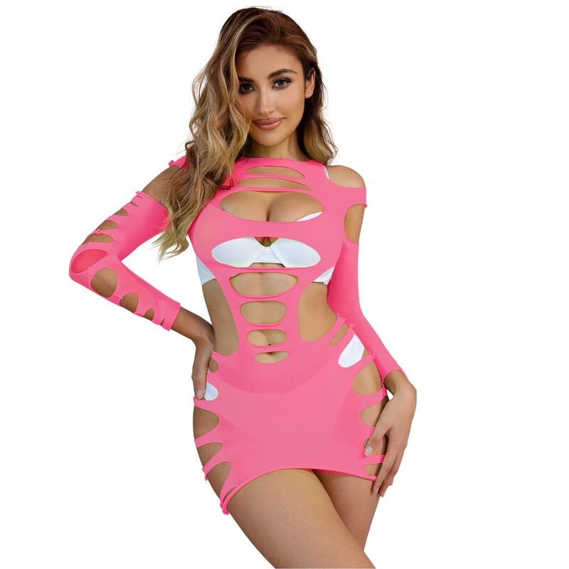 SUBBLIME - 952273 ROBE RÉSILLE ÉLASTIQUE MANCHES LONGUES ROSE TAILLE UNIQUE – Image 4